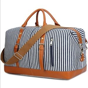 CAMTOP weekend travel duffel bag luggage large leather trim canvas overnight bag